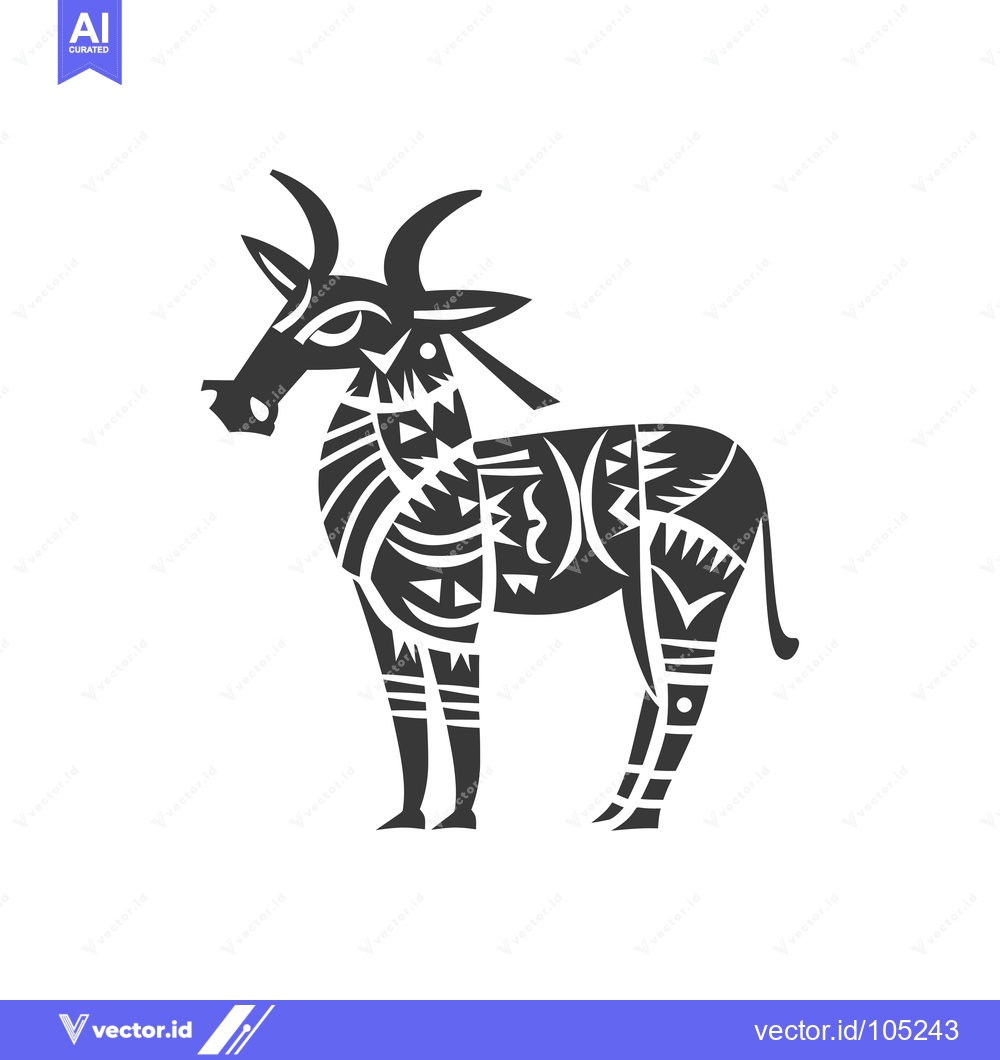 Premium Vector of Stylized Black and White Illustration of an Antelope