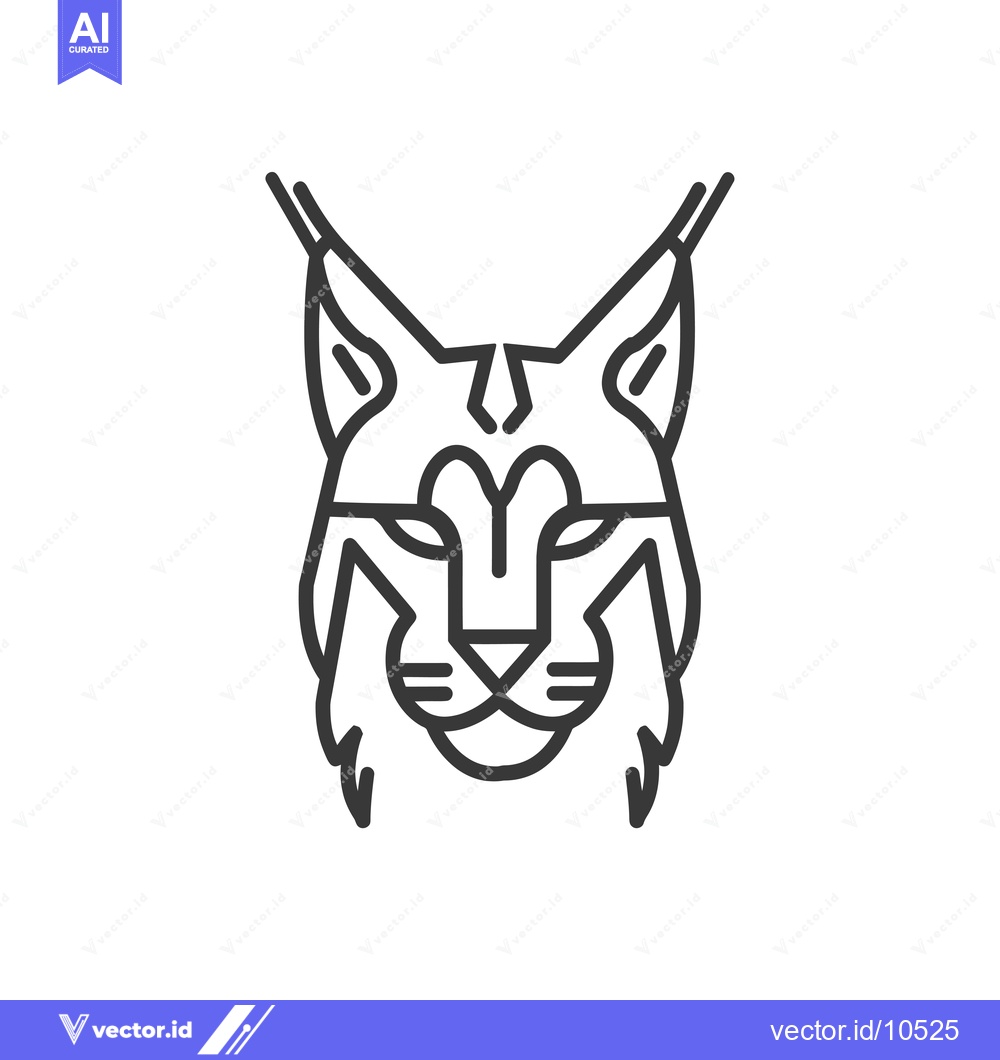 Premium Vector of A Black and White Line Drawing of a Lynx's Face