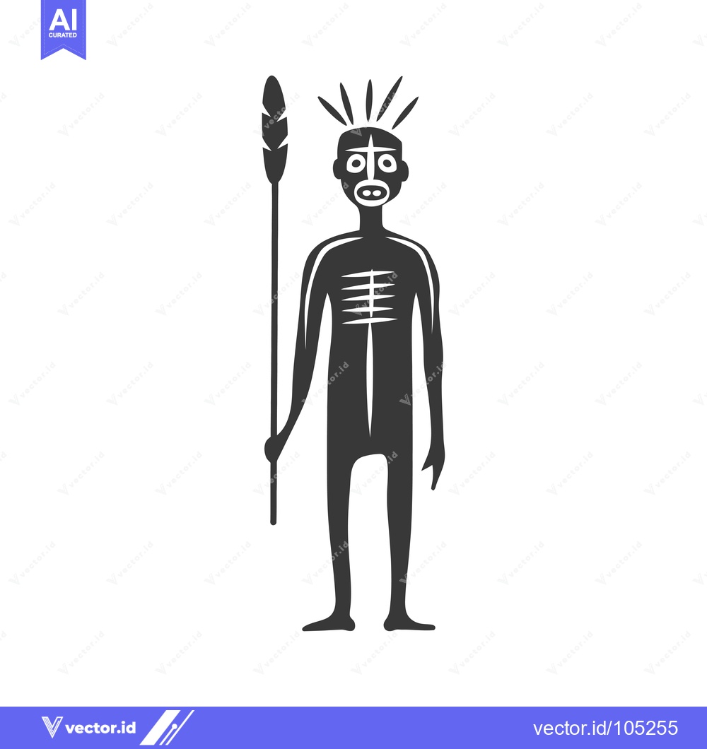 Premium Vector dari Stylized Black and White Illustration of a Person with a Spear