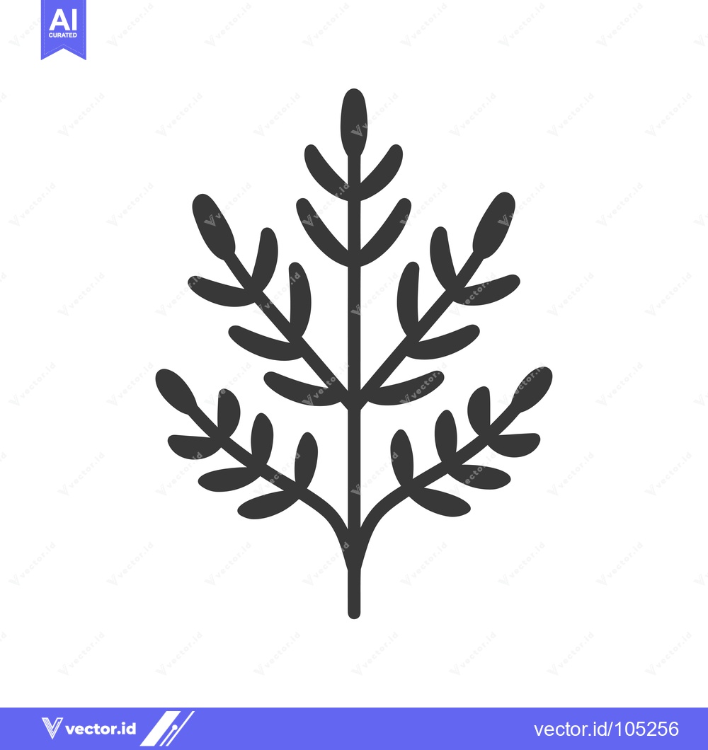 Premium Vector of Stylized Black and White Illustration of a Plant Branch