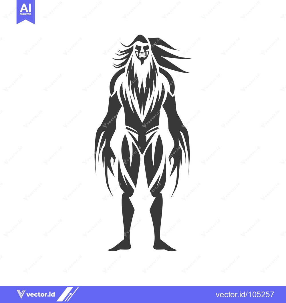 Premium Vector of Stylized Black and White Illustration of a Powerful,  Ferocious Monste