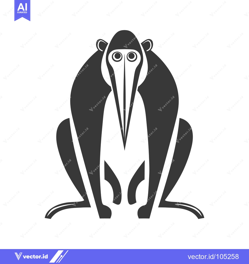 Premium Vector of Stylized Black and White Illustration of a Proboscis Monkey