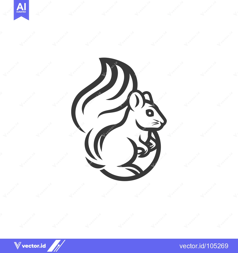 Premium Vector of Stylized Black and White Illustration of a Squirrel