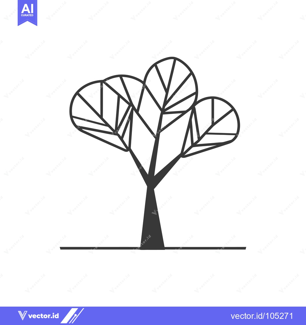 Premium Vector dari Stylized Black and White Illustration of a Tree with a Thick Trunk and