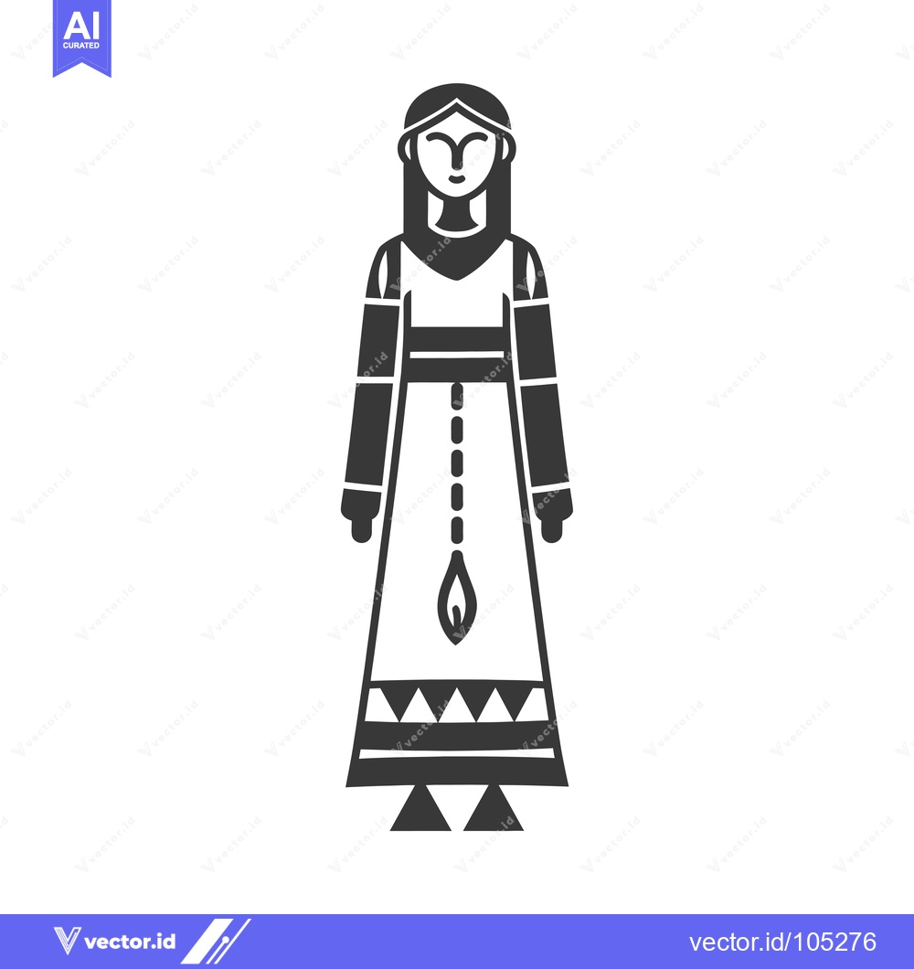 Premium Vector of Stylized Black and White Illustration of a Woman in a Long Dress