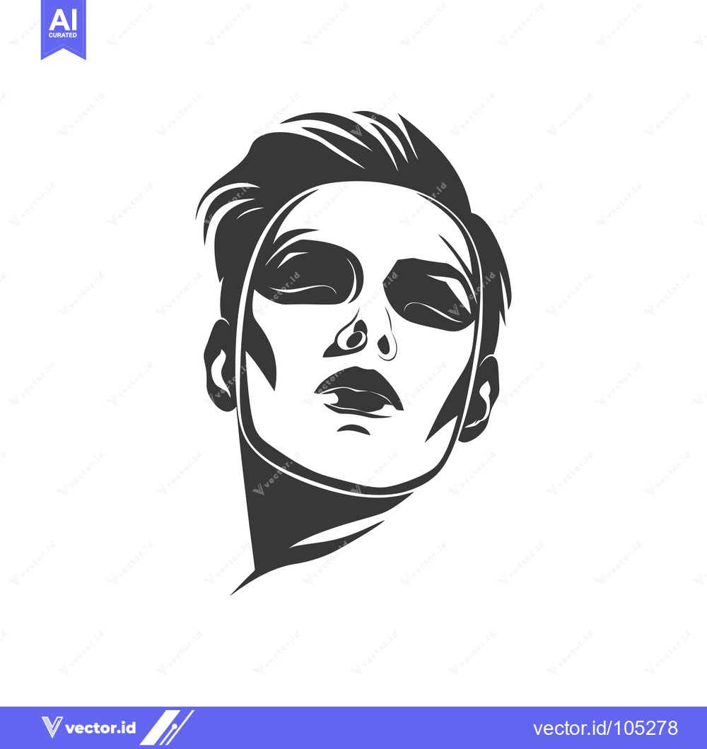 Premium Vector of Stylized Black and White Illustration of a Woman's Face