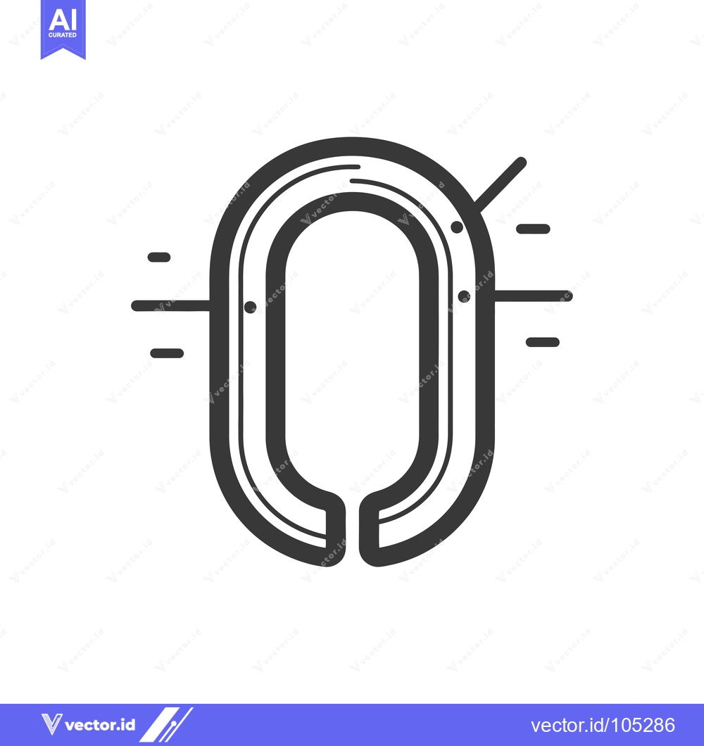 Premium Vector dari Stylized Black and White Image of a "0" with Dashes