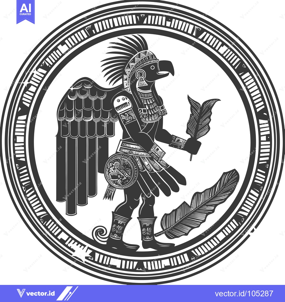 Premium Vector dari Stylized Black and White Image of a Bird-like Creature with a Feather