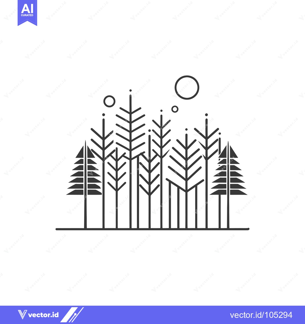 Premium Vector dari Stylized Black and White Line Art of a Pine Forest