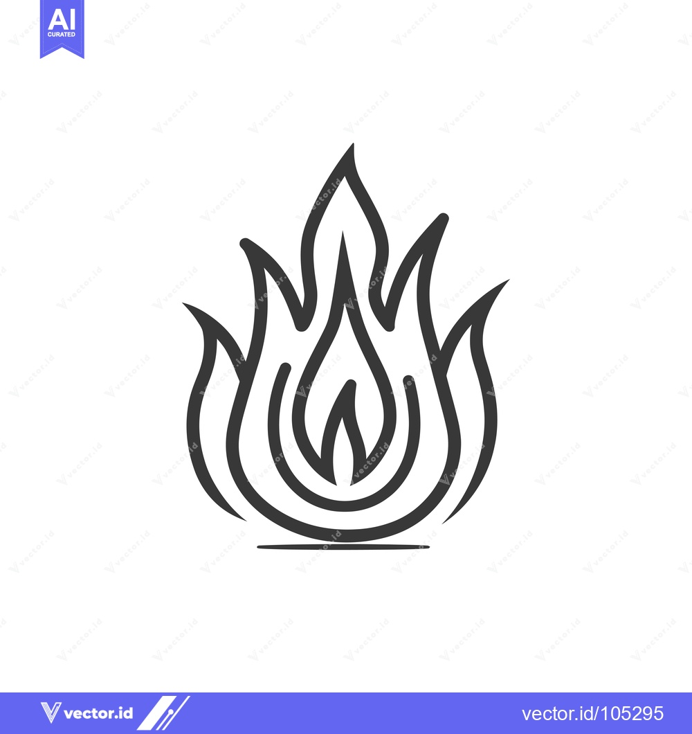 Premium Vector dari Stylized Black and White Line Drawing of a Flame