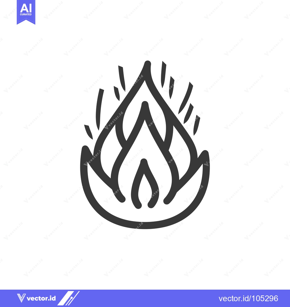 Premium Vector of Stylized Black and White Line Drawing of a Flame