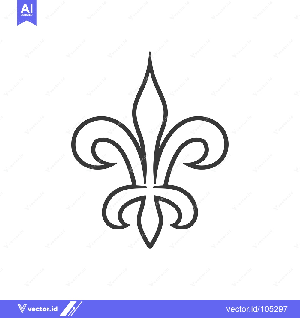 Premium Vector of Stylized Black and White Line Drawing of a Fleur-de-lis
