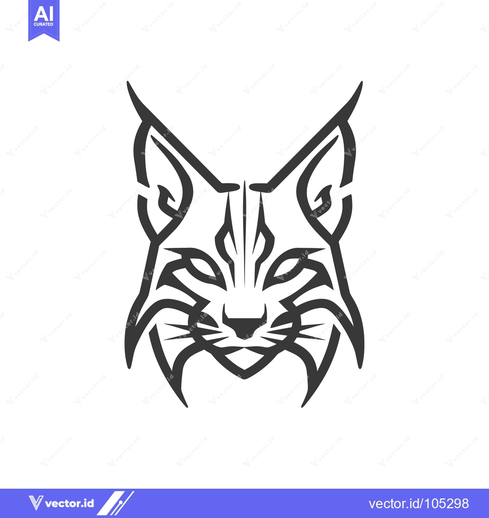 Premium Vector dari Stylized Black and White Lynx Head Illustration