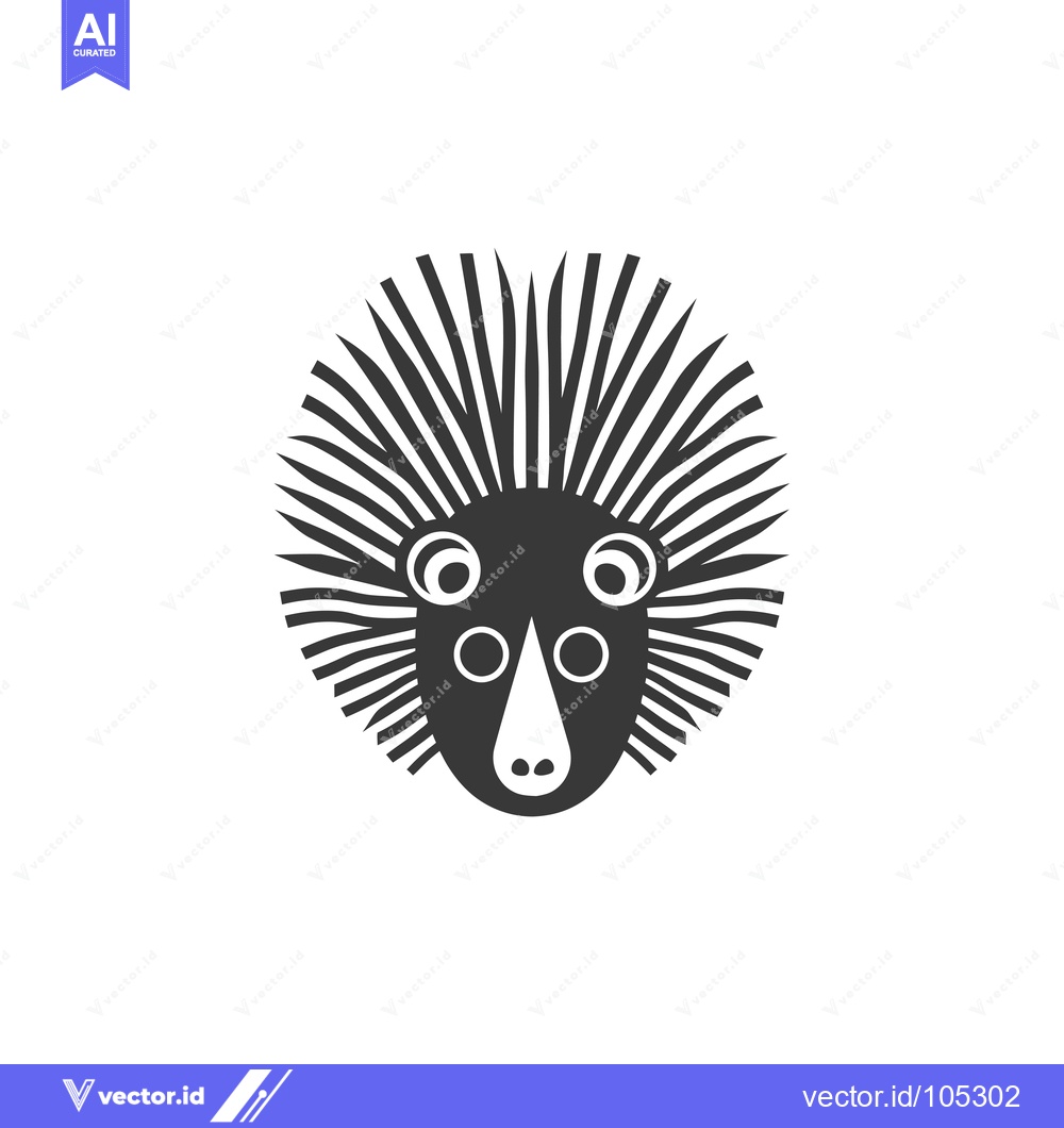 Premium Vector of Stylized Black and White Monkey Face with Spiky Hair