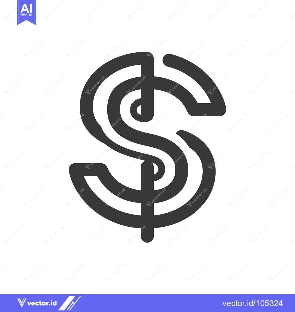 Premium Vector dari Stylized  Black and White "S" Letter Logo
