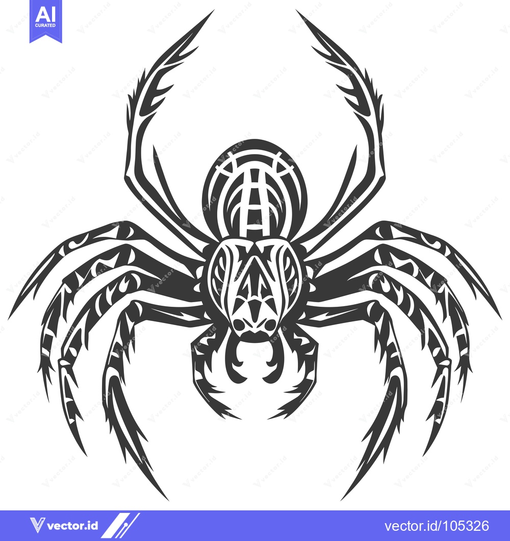 Premium Vector dari Stylized Black and White Spider Illustration