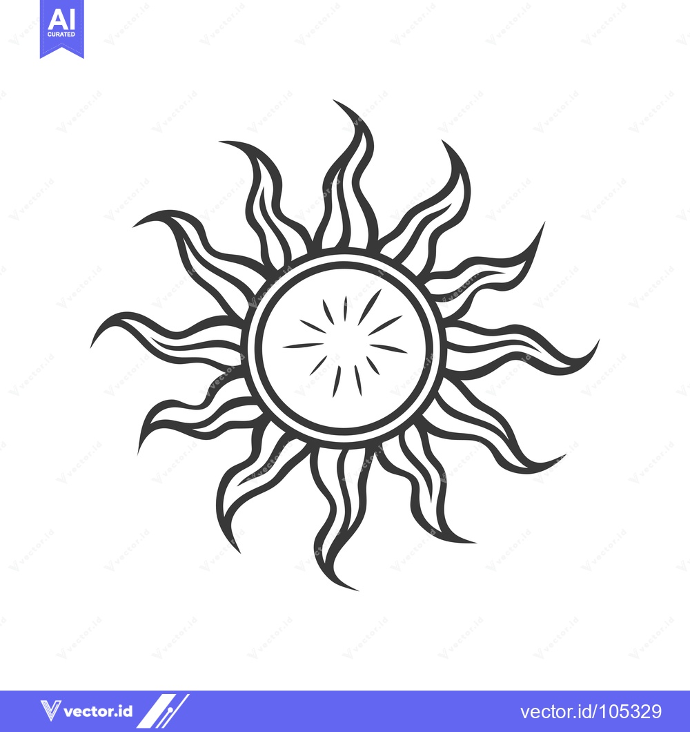 Premium Vector dari Stylized Black and White Sun Illustration