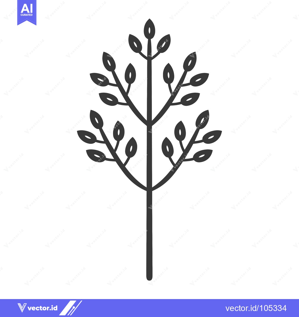 Premium Vector dari Stylized Black and White Tree with Simple Leaves