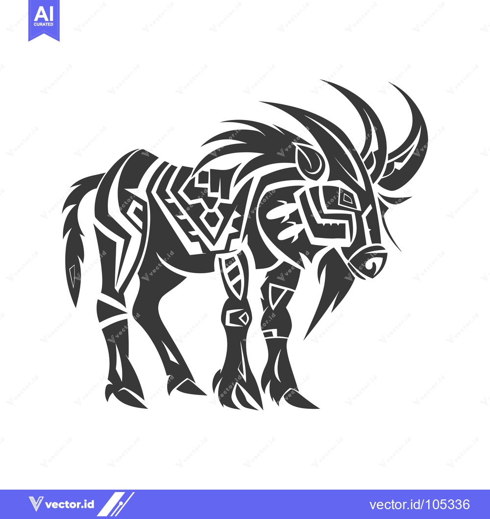 Premium Vector of Stylized Black and White Tribal Animal Illustration