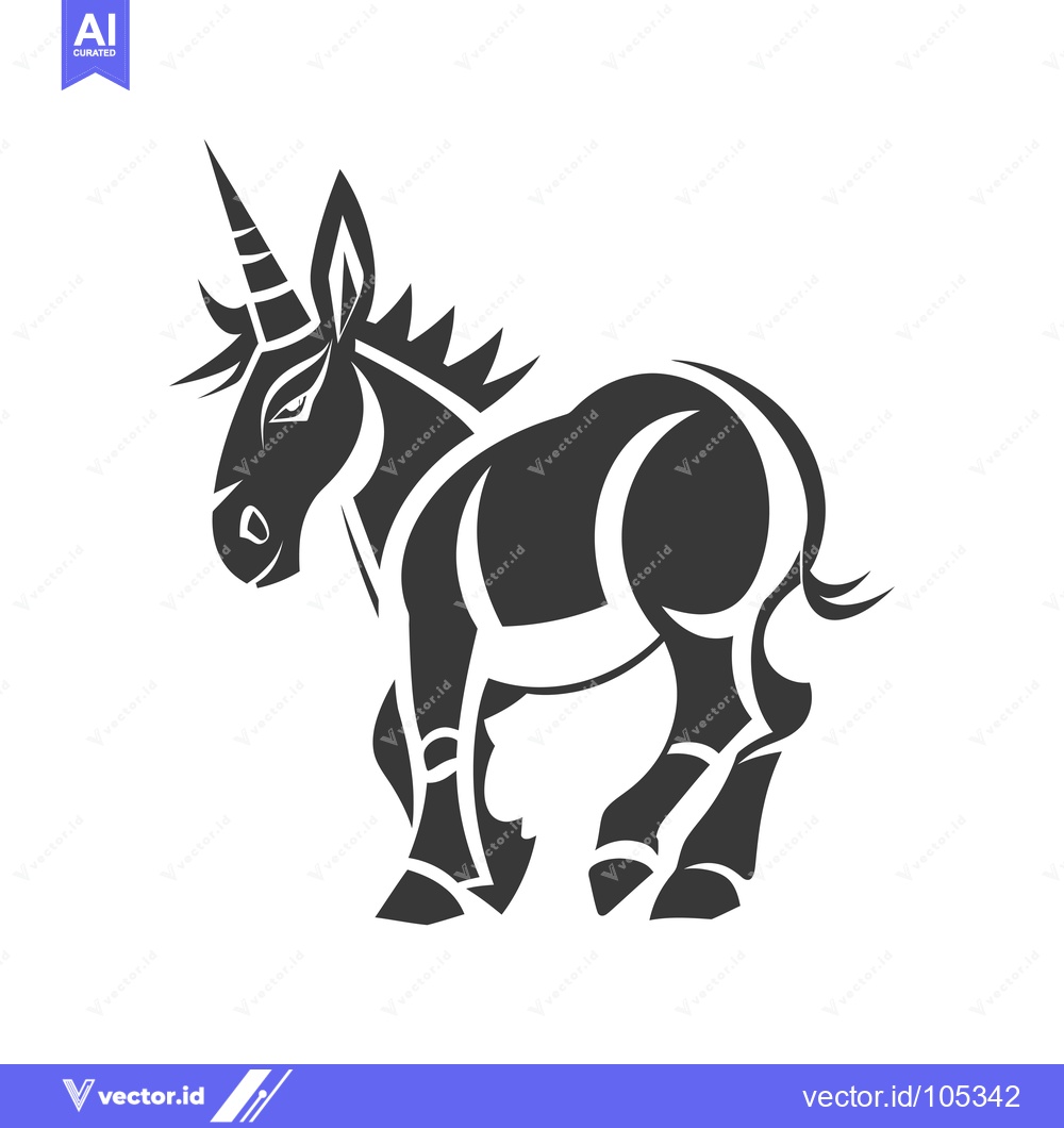 Premium Vector dari Stylized Black and White Unicorn Illustration