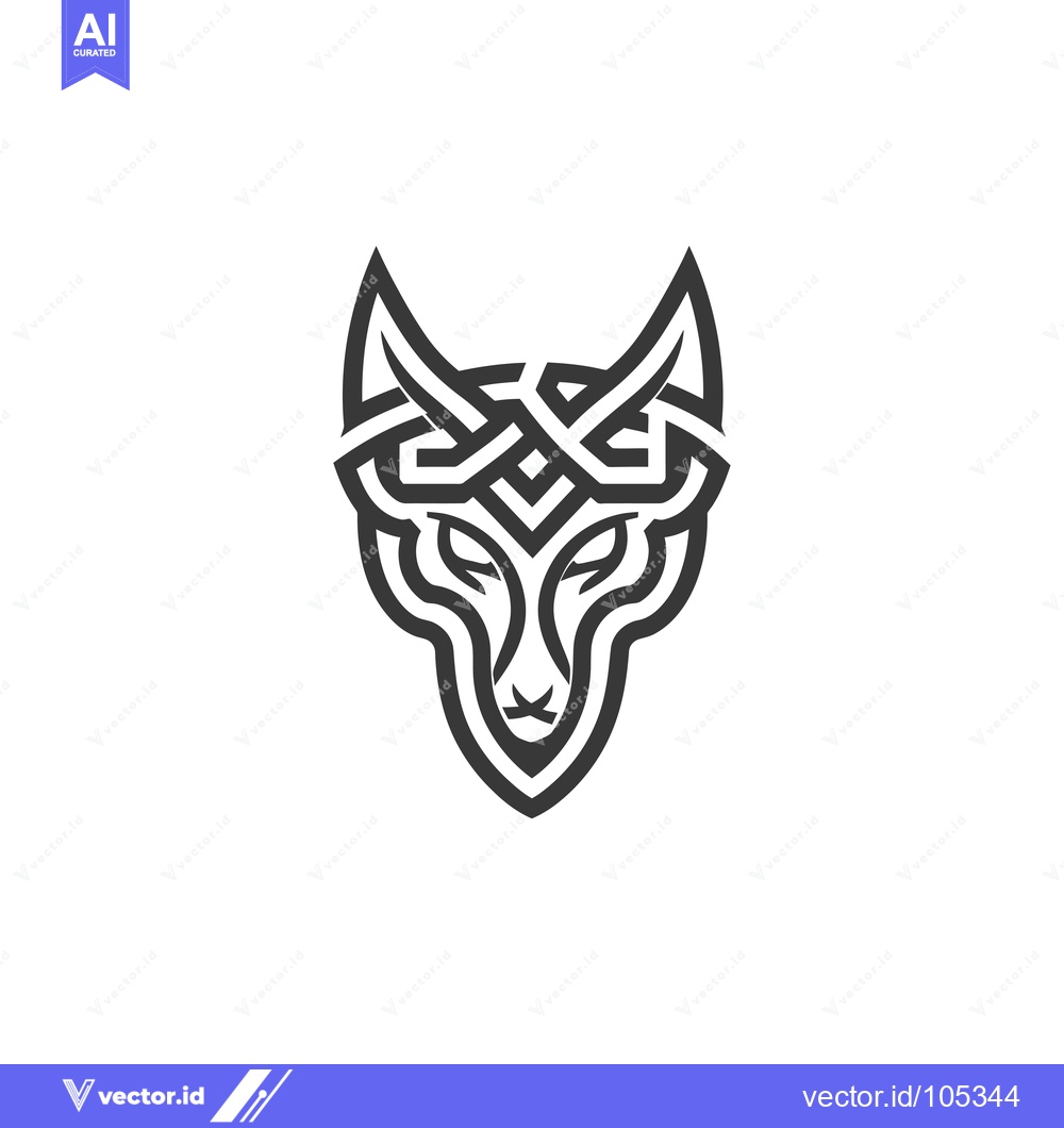 Premium Vector dari Stylized Black and White Wolf Head Logo