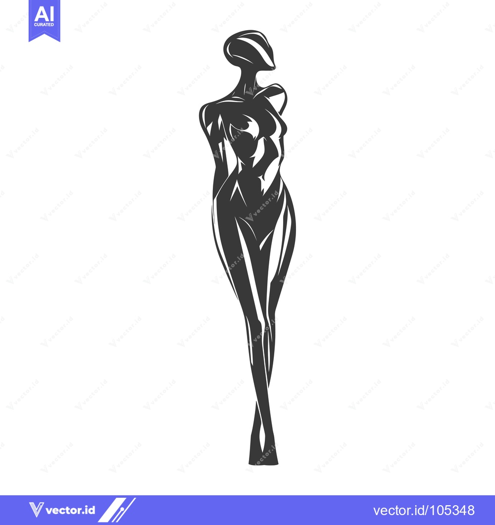 Premium Vector dari Stylized Black Silhouette of a Woman Standing