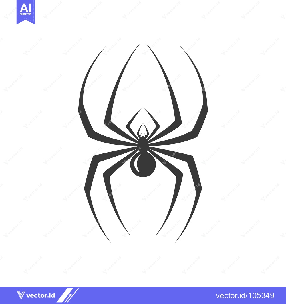 Premium Vector of Stylized Black Spider Silhouette Illustration