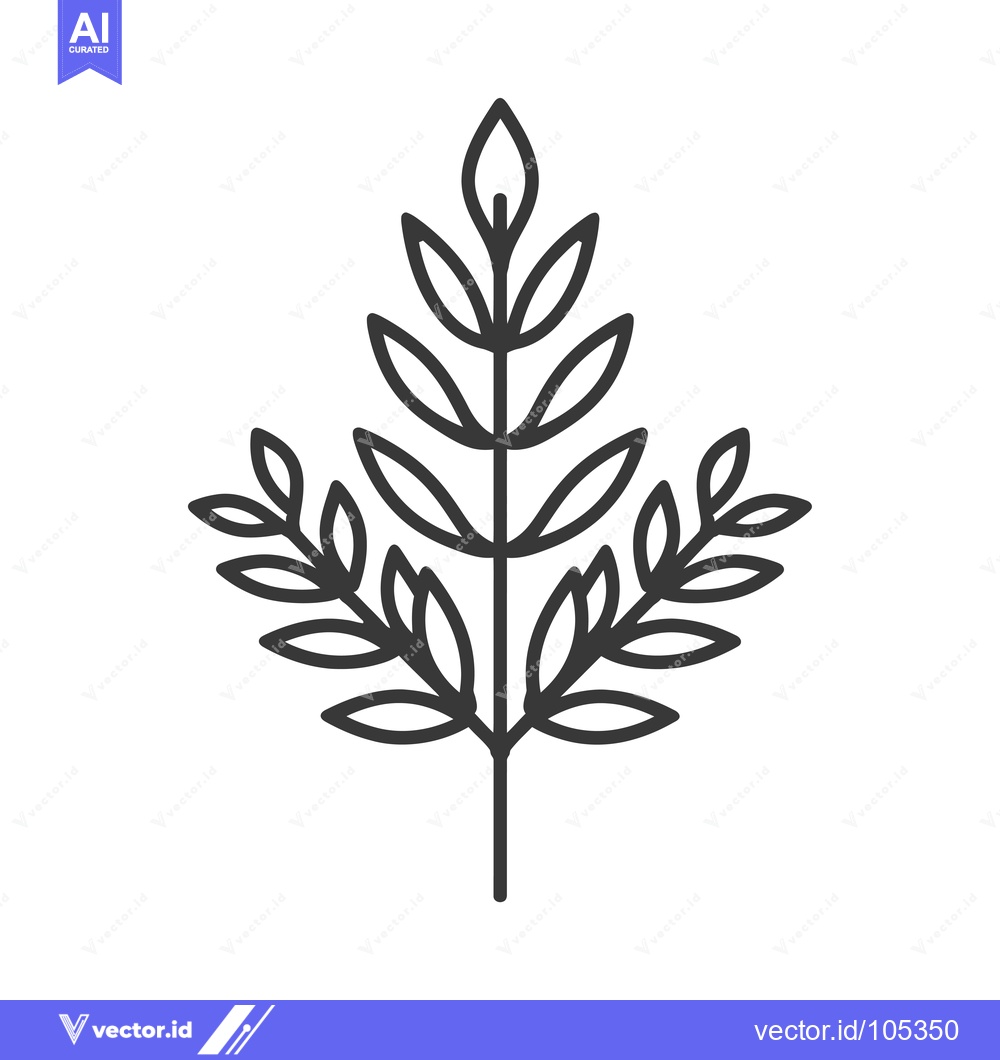 Premium Vector of Stylized Branch with Elongated Leaves