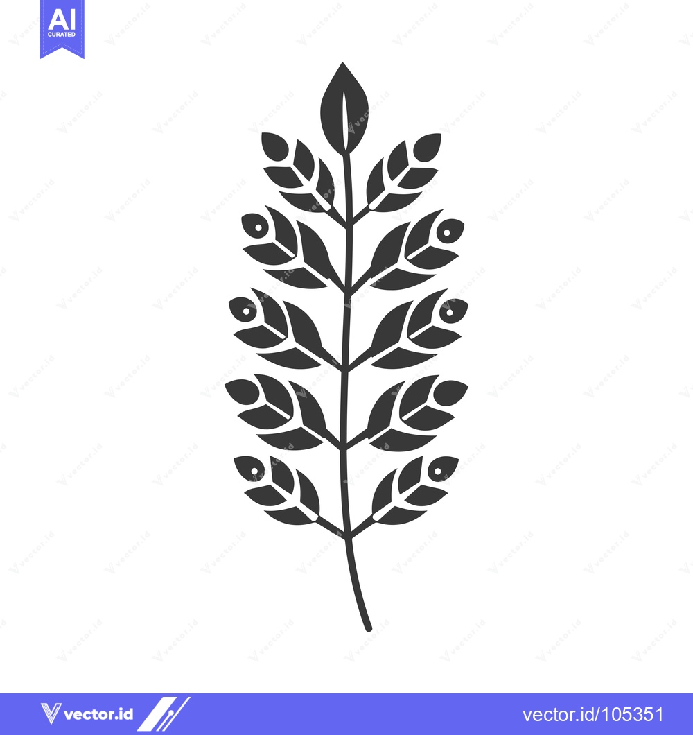 Premium Vector of Stylized Branch with Multiple Leaves and Berries