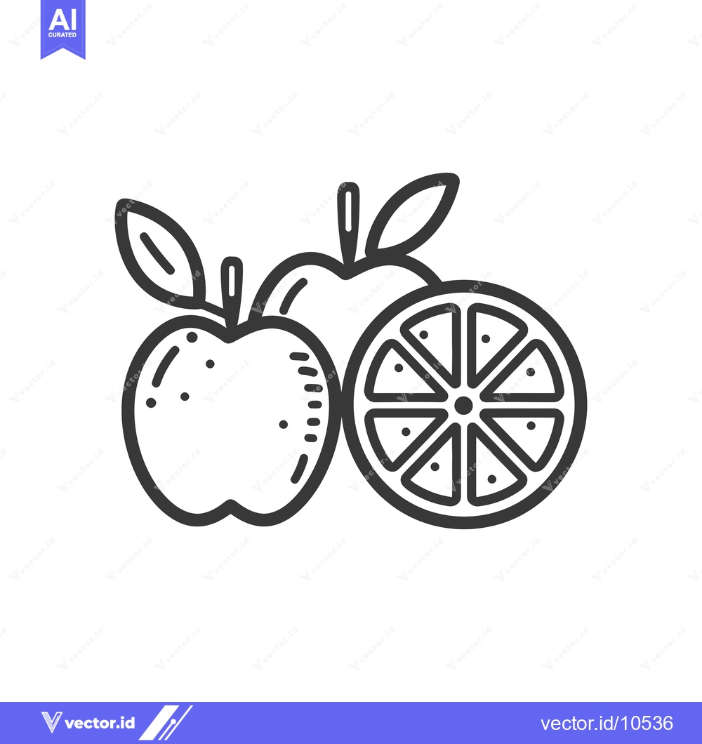 Premium Vector dari A black and white line drawing of an apple and orange