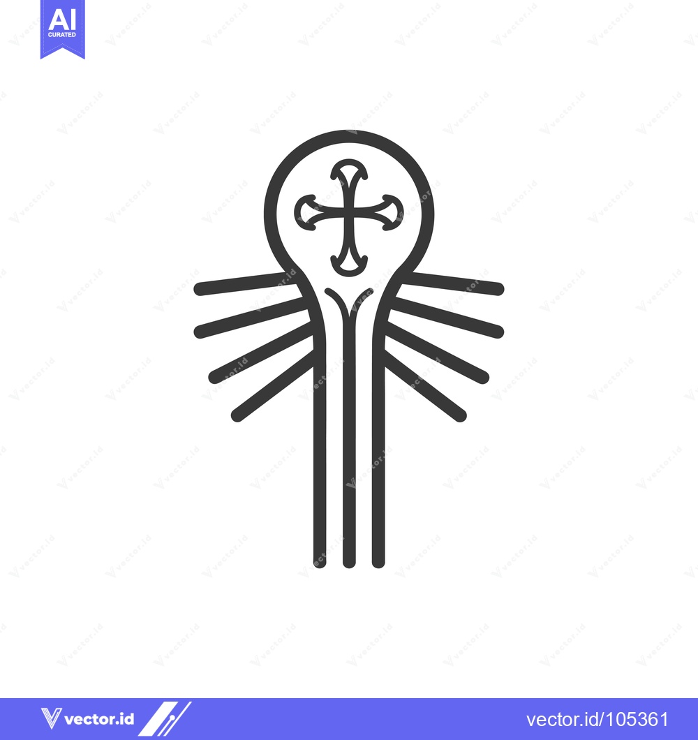 Premium Vector dari Stylized Cross with Rays and Triple Lines