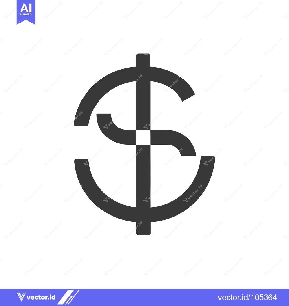 Premium Vector of Stylized Dollar Sign Icon with Geometric Design
