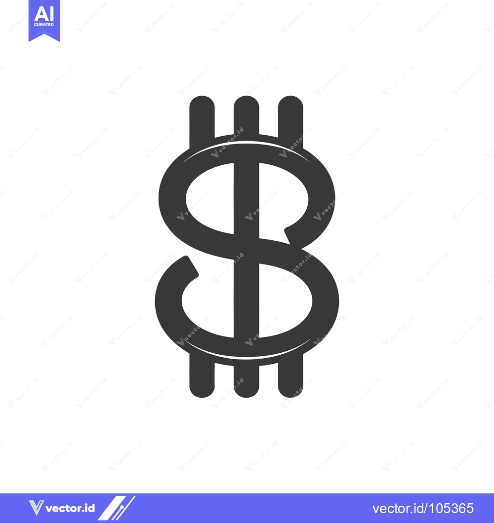 Premium Vector of Stylized Dollar Sign Icon with Vertical Lines