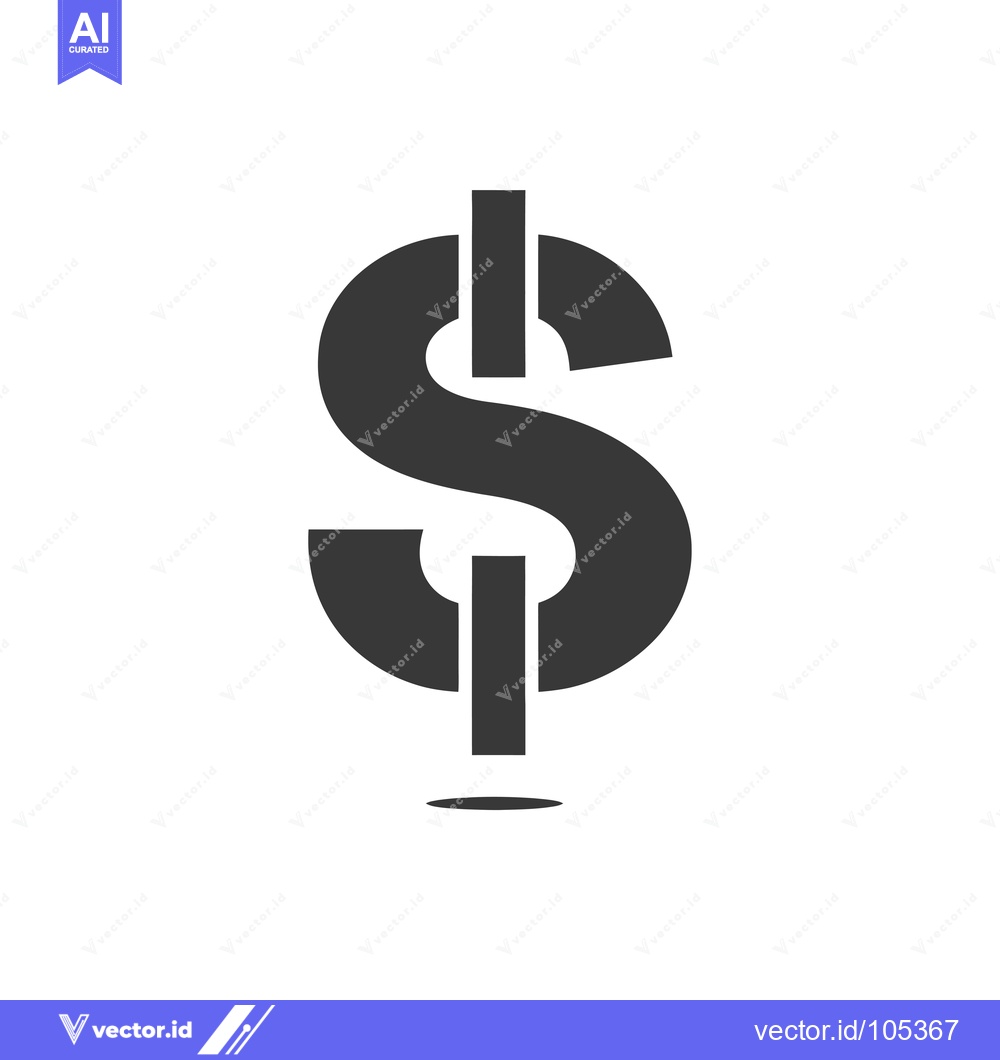 Premium Vector of Stylized Dollar Sign with Drop Shadow