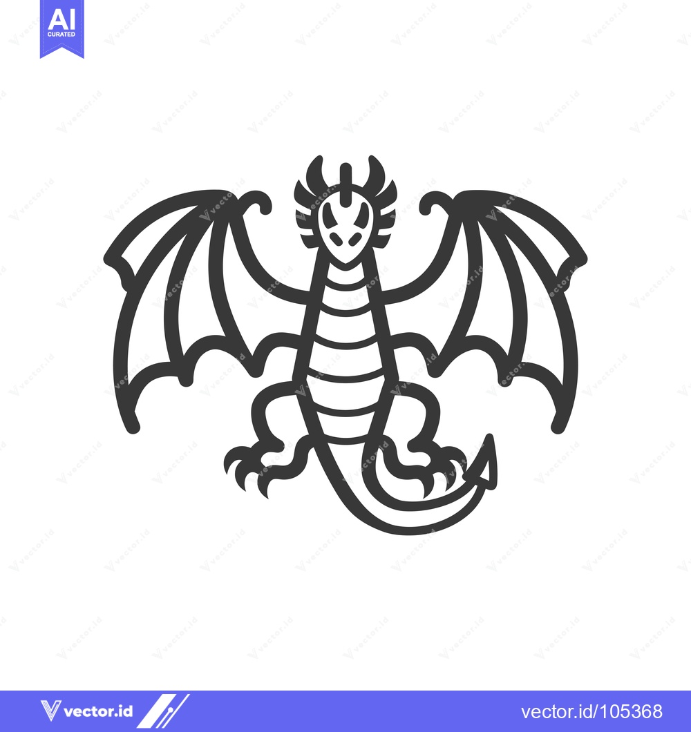 Premium Vector dari Stylized Dragon with Spikes and Spread Wings