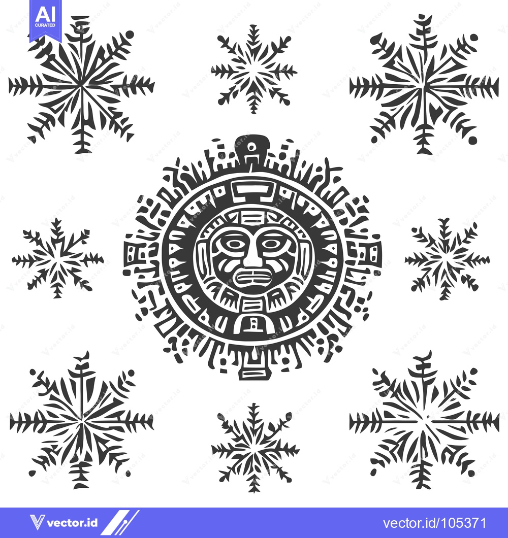 Premium Vector of Stylized Face Surrounded by Snowflakes