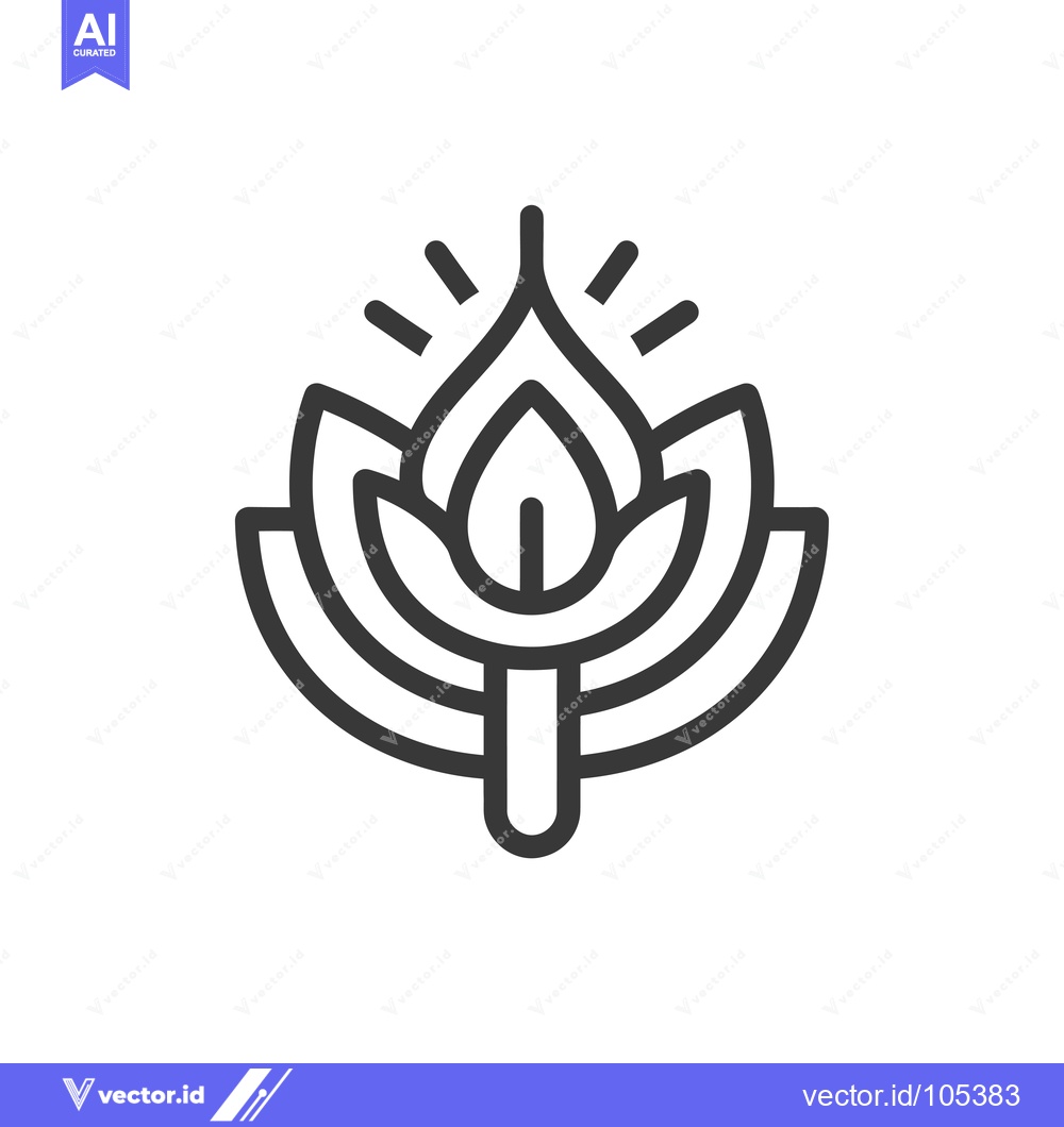Premium Vector dari Stylized Flame with Leaf and Rays
