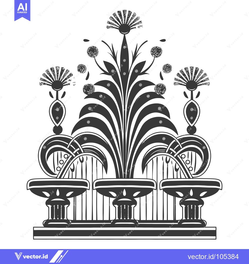 Premium Vector of Stylized Floral Design with Three Vases on Pedestals