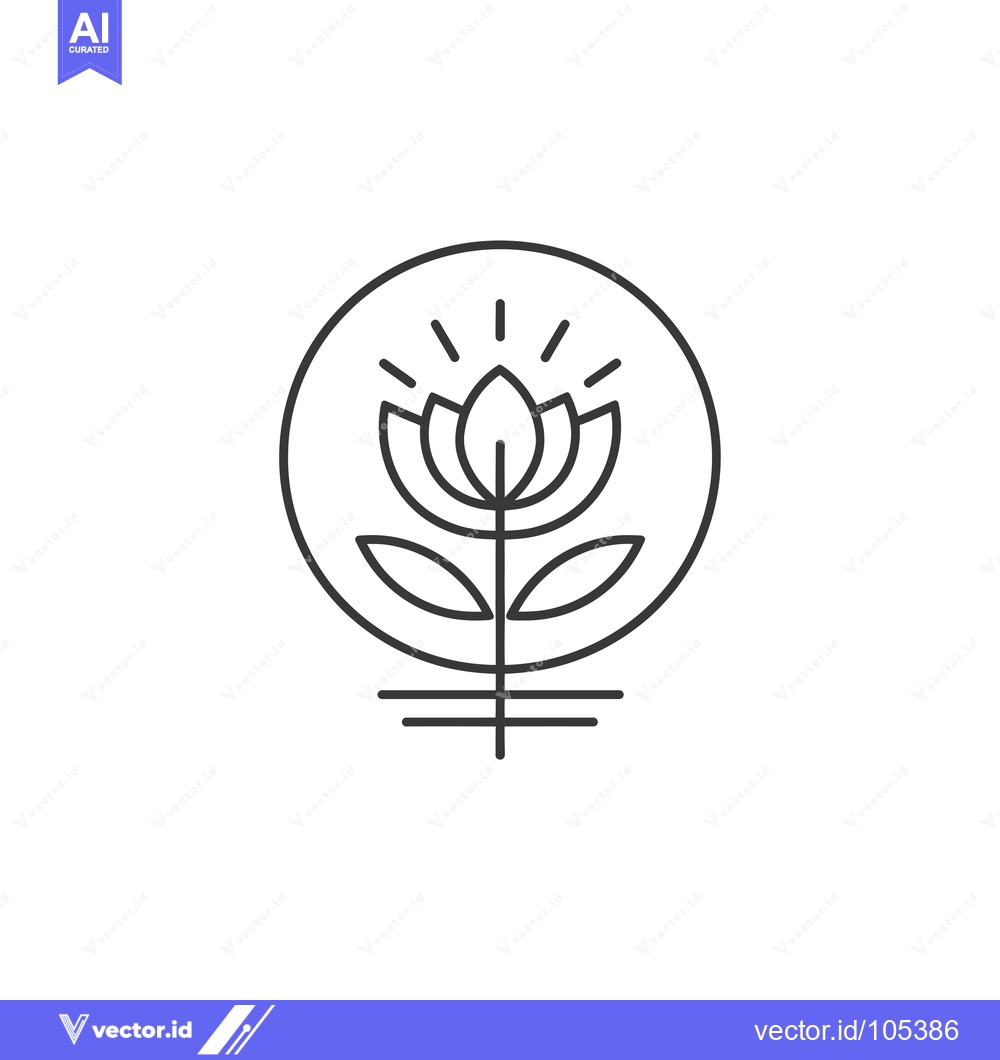 Premium Vector of Stylized Flower with Circle and Lines