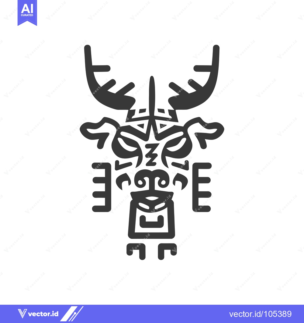 Premium Vector of Stylized Geometric Animal with Antlers and Geometric Facial Features