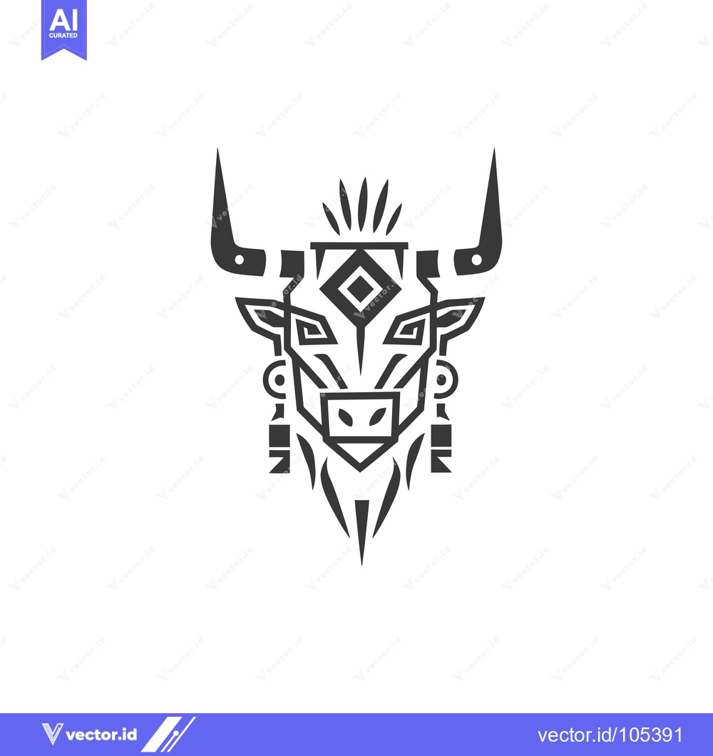 Premium Vector of Stylized Geometric Black and White Bull Head