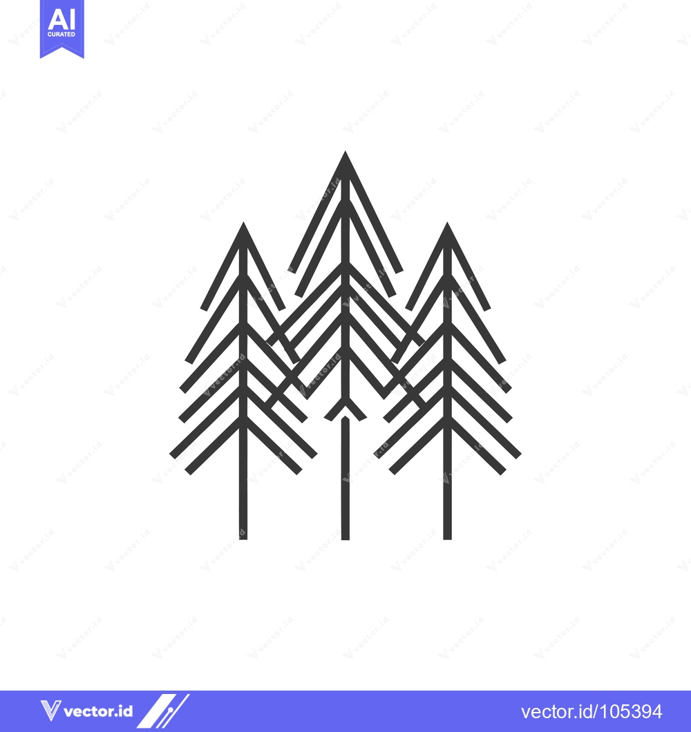 Premium Vector of Stylized Geometric Illustration of Three Pine Trees