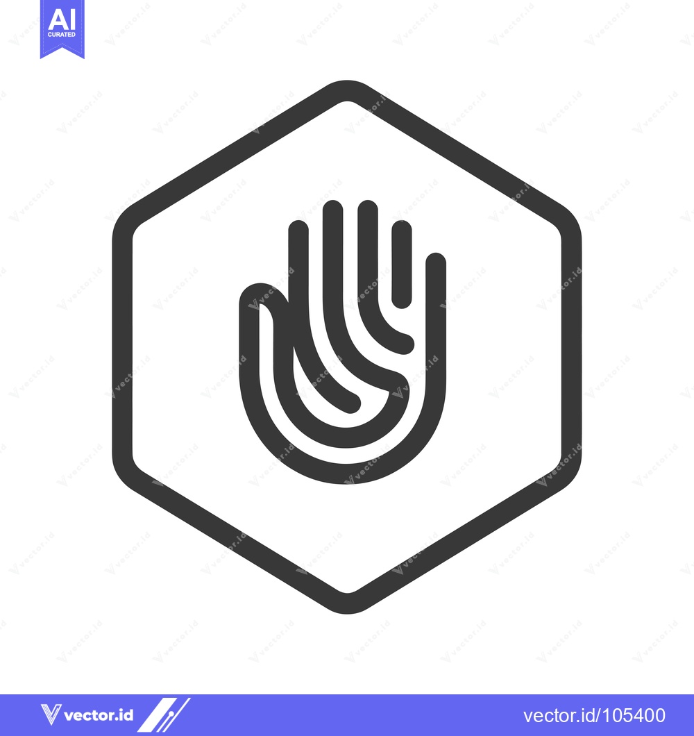 Premium Vector dari Stylized Handprint Icon in a Hexagon