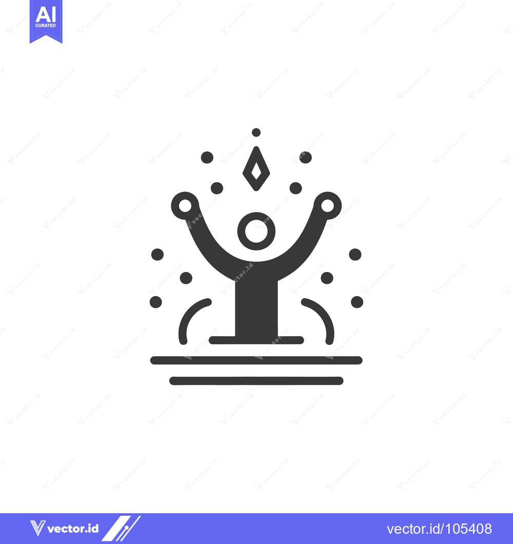 Premium Vector dari Stylized Icon of a Person with Raised Hands and a Diamond Above