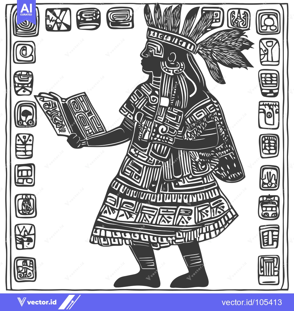 Premium Vector of Stylized Illustration of an Indigenous Person Reading a Book