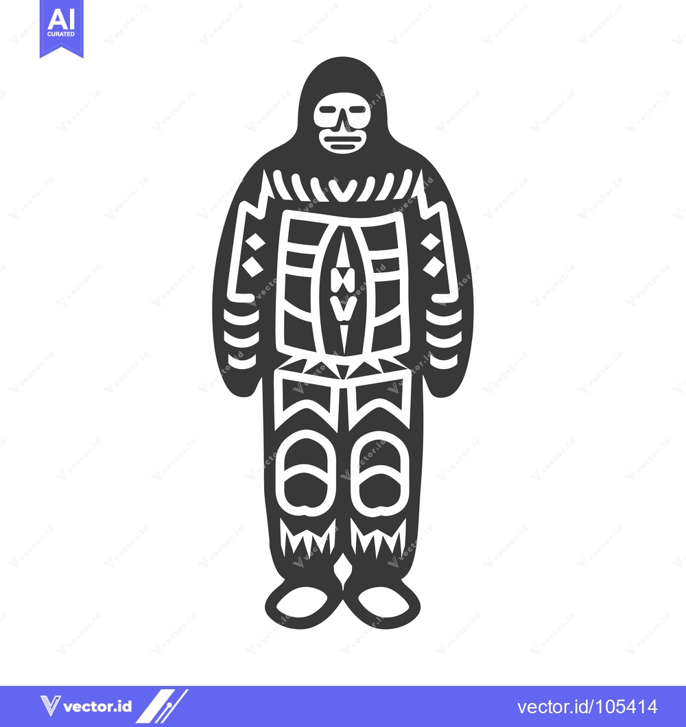 Premium Vector of Stylized Illustration of a Person in a Hooded Garment with Geometric P