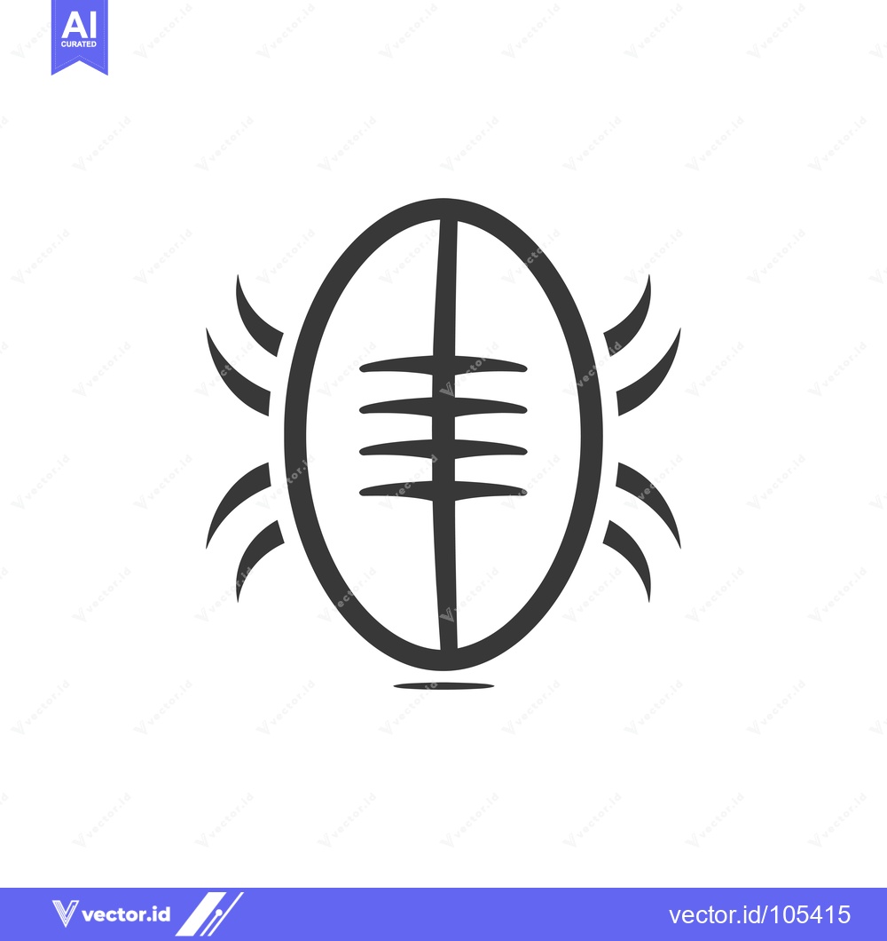 Premium Vector of Stylized Illustration of a Rugby Ball with Curved Lines