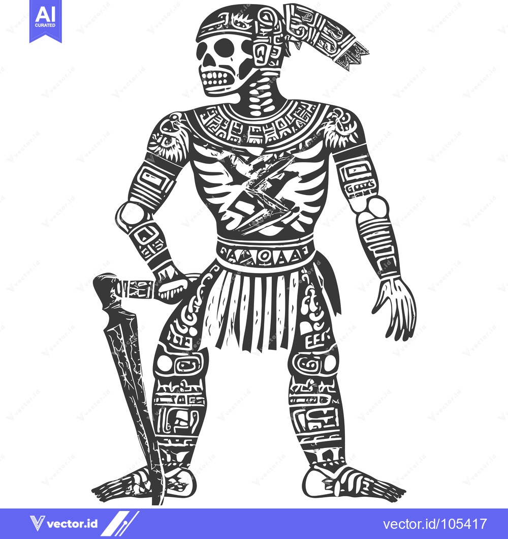 Premium Vector dari Stylized Illustration of a Skeletal Figure with Ornate Decor