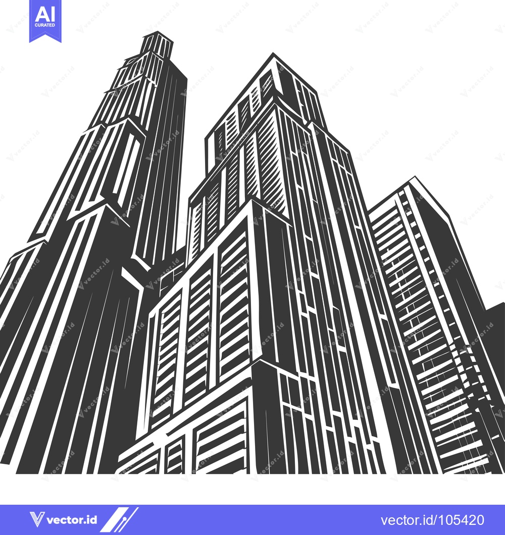 Premium Vector of Stylized Illustration of Modern Skyscrapers