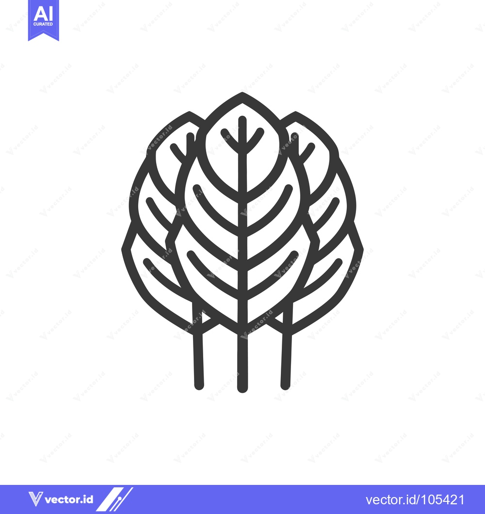 Premium Vector of Stylized Illustration of Three Trees with Overlapping Leaves
